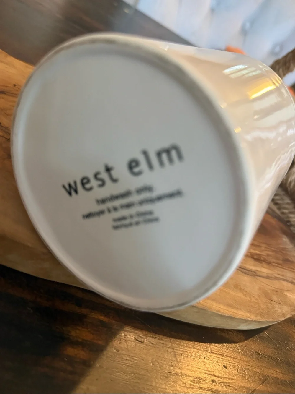 West Elm Glossy White Ceramic Canister with Pig Finial
